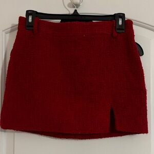 Zara Red Mini Skirt with Front Slit